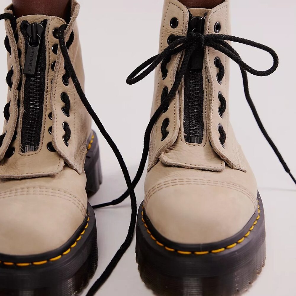 Dr. Martens Women's Sinclair Leather Zip Front Boots Tan